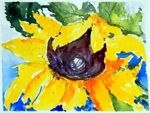 aquarell, watercolor, sonnenblume, sun flower