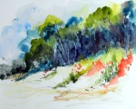 aquarell, watercolor, landschaft, landscape, steilküste, rügen, cliff, bluff